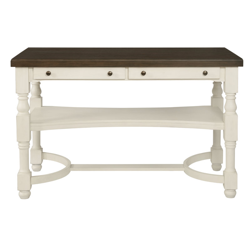 Alcott Hill Scroggins 2 Drawer Counter Height Table Antique Cream