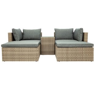 Ania Wicker/Rattan 4 - Person Seating Group with Cushions by Ebern Designs