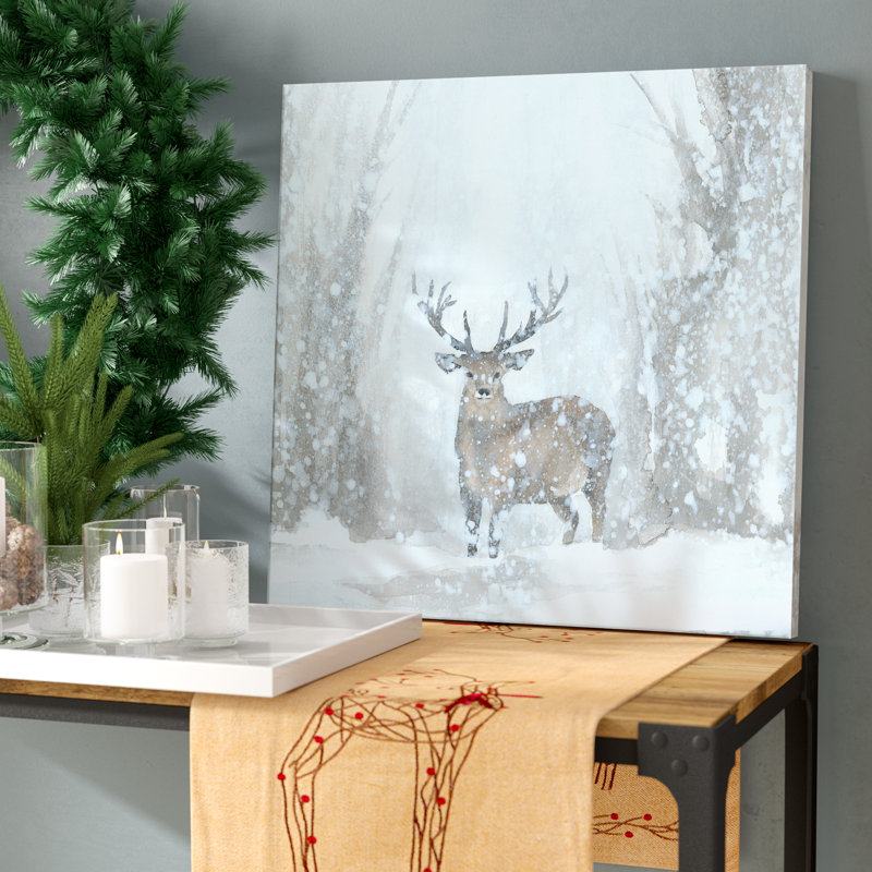 Loon Peak Deer In Winter Wonderland Graphic Art Print On Canvas