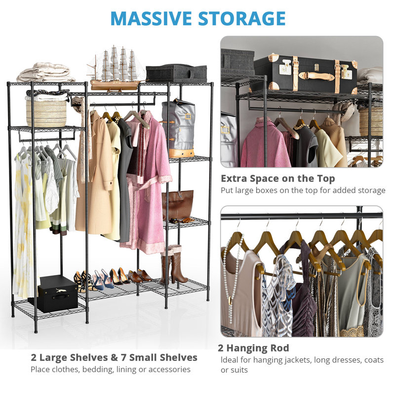 Rebrilliant Fiecke 65 Metal Clothes Rack And Garment Racks Wayfair