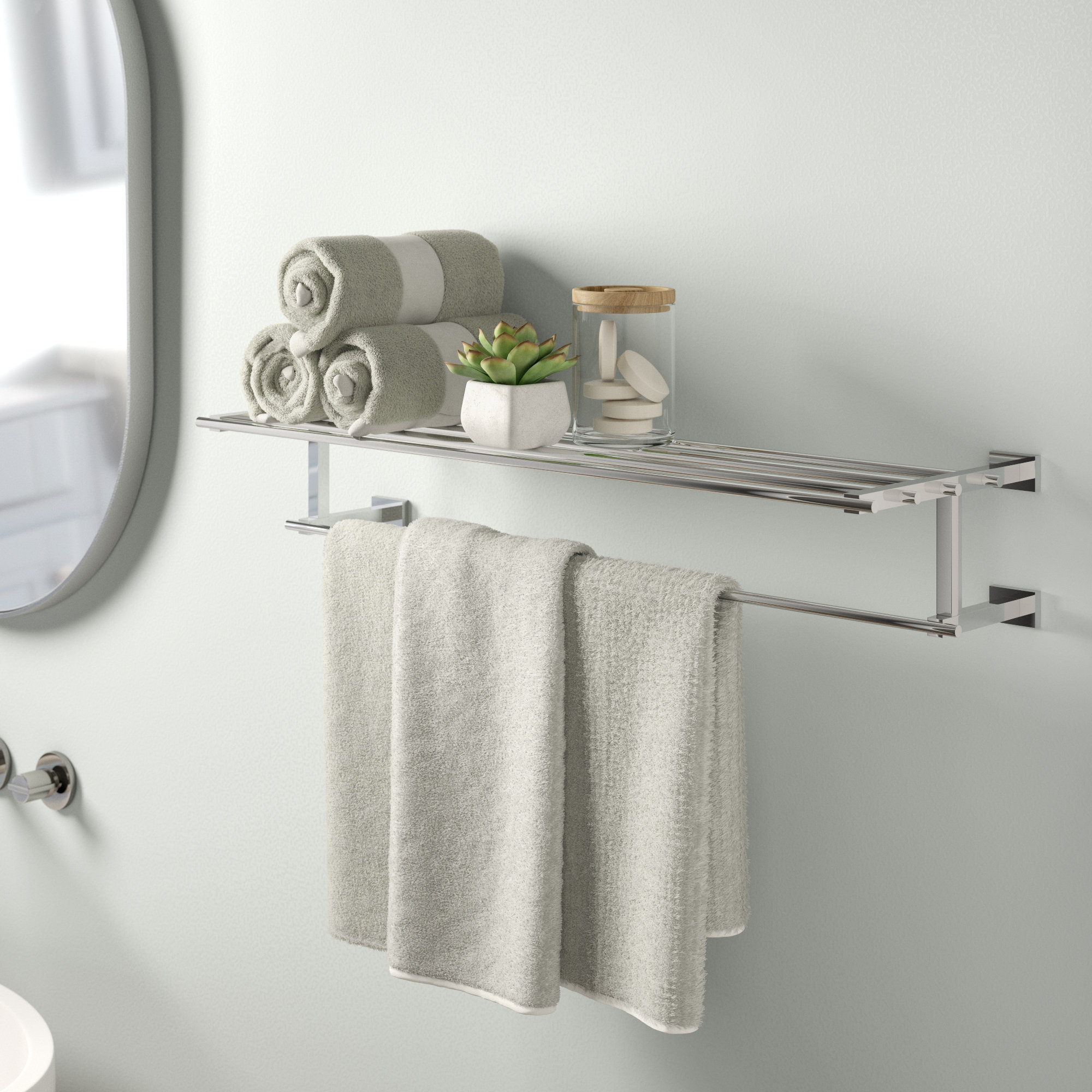 GROHE Essentials Cube multitowel rack, 600 mm, chrome finish