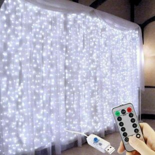 300LED Curtain Lights String Solar/ USB Powered Twinkle Wall Light Wedding Decor 