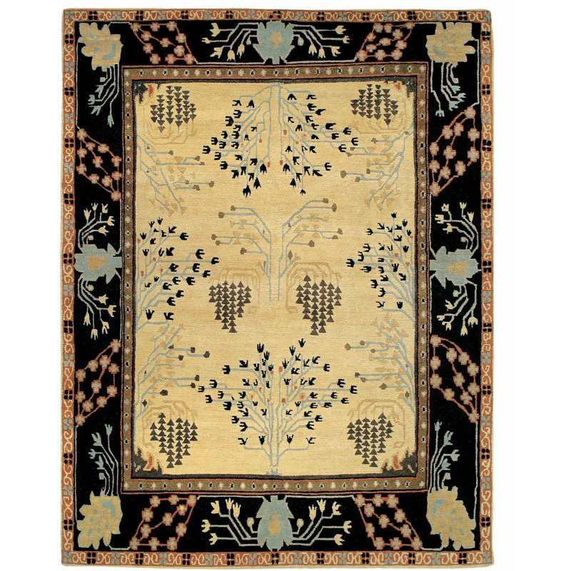 Tufenkian Donegal Branches Oriental Hand Knotted Wool Black Ivory Area Rug Wayfair