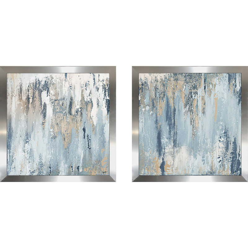 Orren Ellis Blue Illusion Square 2 Piece Acrylic Painting Print