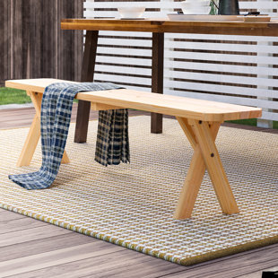 Go to store & view more images August Grove Kennicott Crossleg Wood Bench