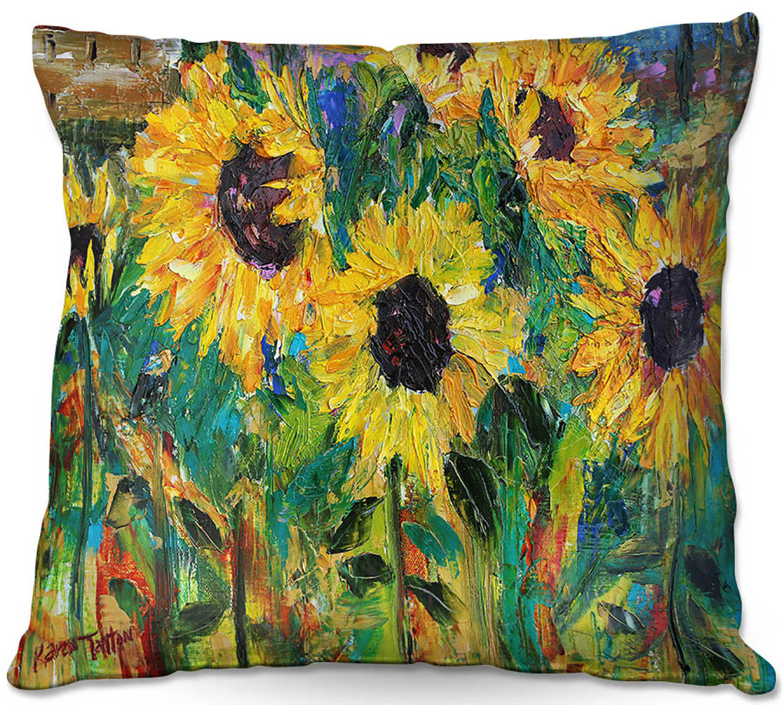 Charlton Home® Tanaka Couch Sunflower Sunshine Throw Pillow Wayfair