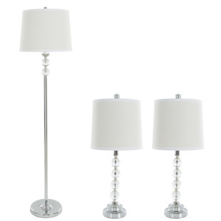 Crystal Stacked Ball Lamps Wayfair Faceted Crystal 3 Piece Table And Floor Lamp Set