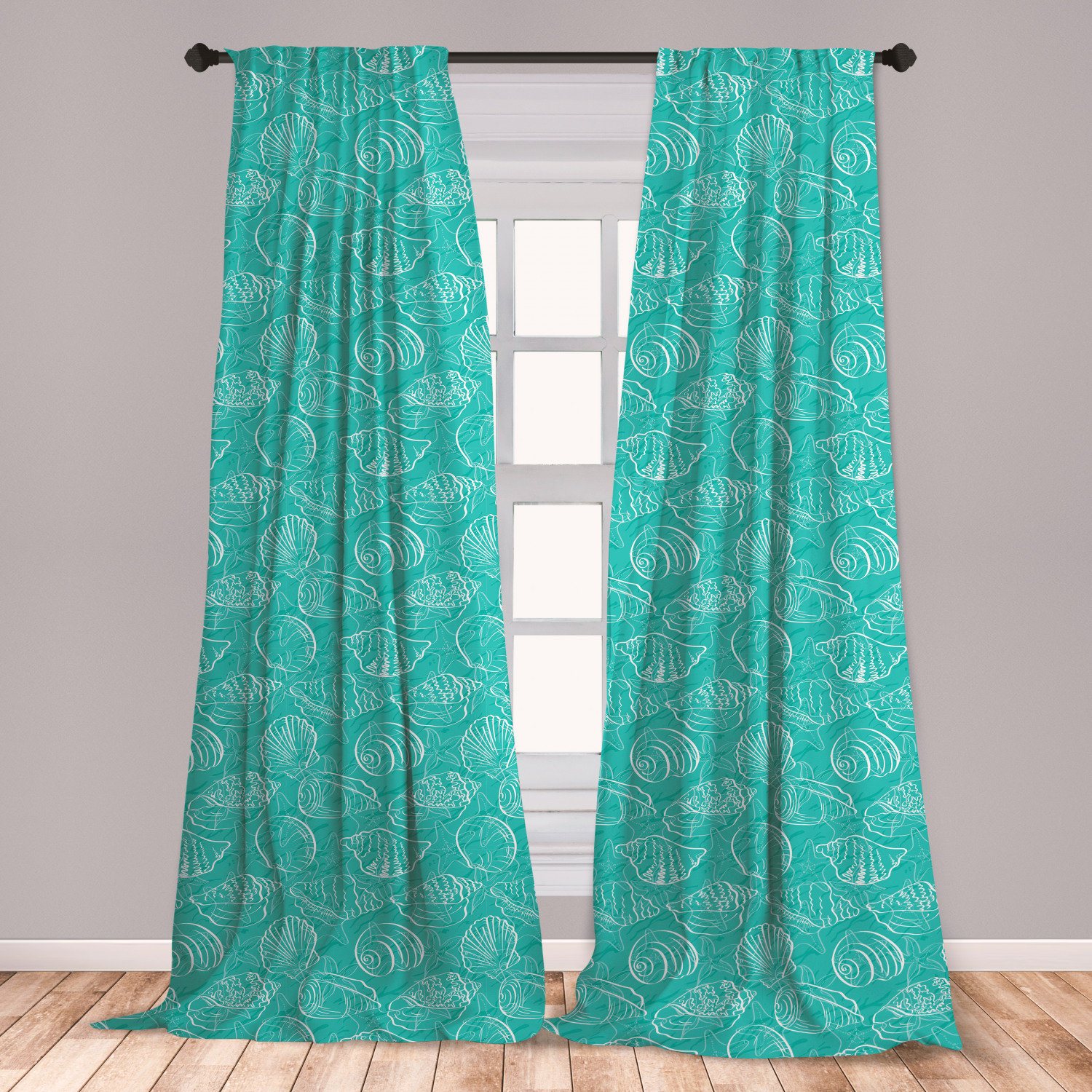 East Urban Home Ambesonne Sea Shells Curtains Doodle Style Marine