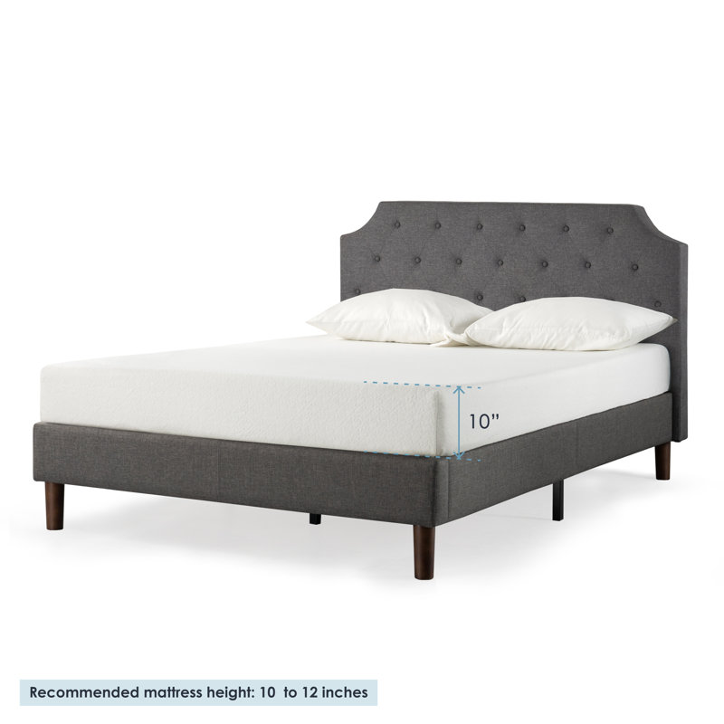 Mellow Mavn Upholstered Platform Bed Modern Tufted Headboard Real Wooden Slats And Legs Dark Grey Full Reviews