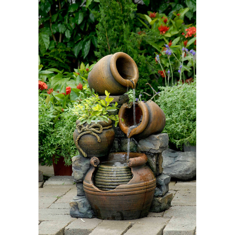 August Grove Bricher Resin Fiberglass Multi Pots Fountain Reviews Wayfair