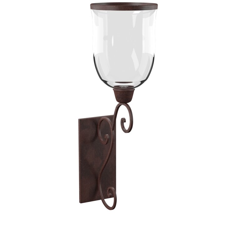 tall glass and metal wall sconce