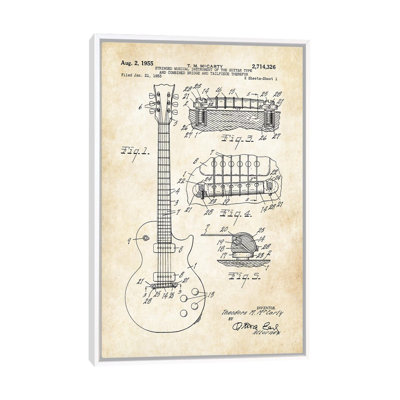 Gibson Les Paul Guitar 1955 by Patent77 Textual Art Print East Urban Home Size 40 H x 26 W x 075 D Format White Framed Canvas Gibson Les Paul Guitar 1955 by Patent77 Textual Art Print East Urban Home Size 40 H x 26 W x 075 D Format White Framed Canvas