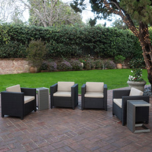 Ballew Outdoor Wicker 6 Piece Lounge Seating Group with Cushions
