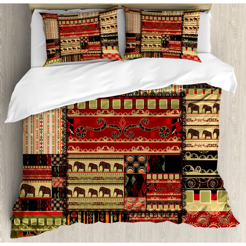 East Urban Home Patchwork Style Asian Pattern With Elephants And