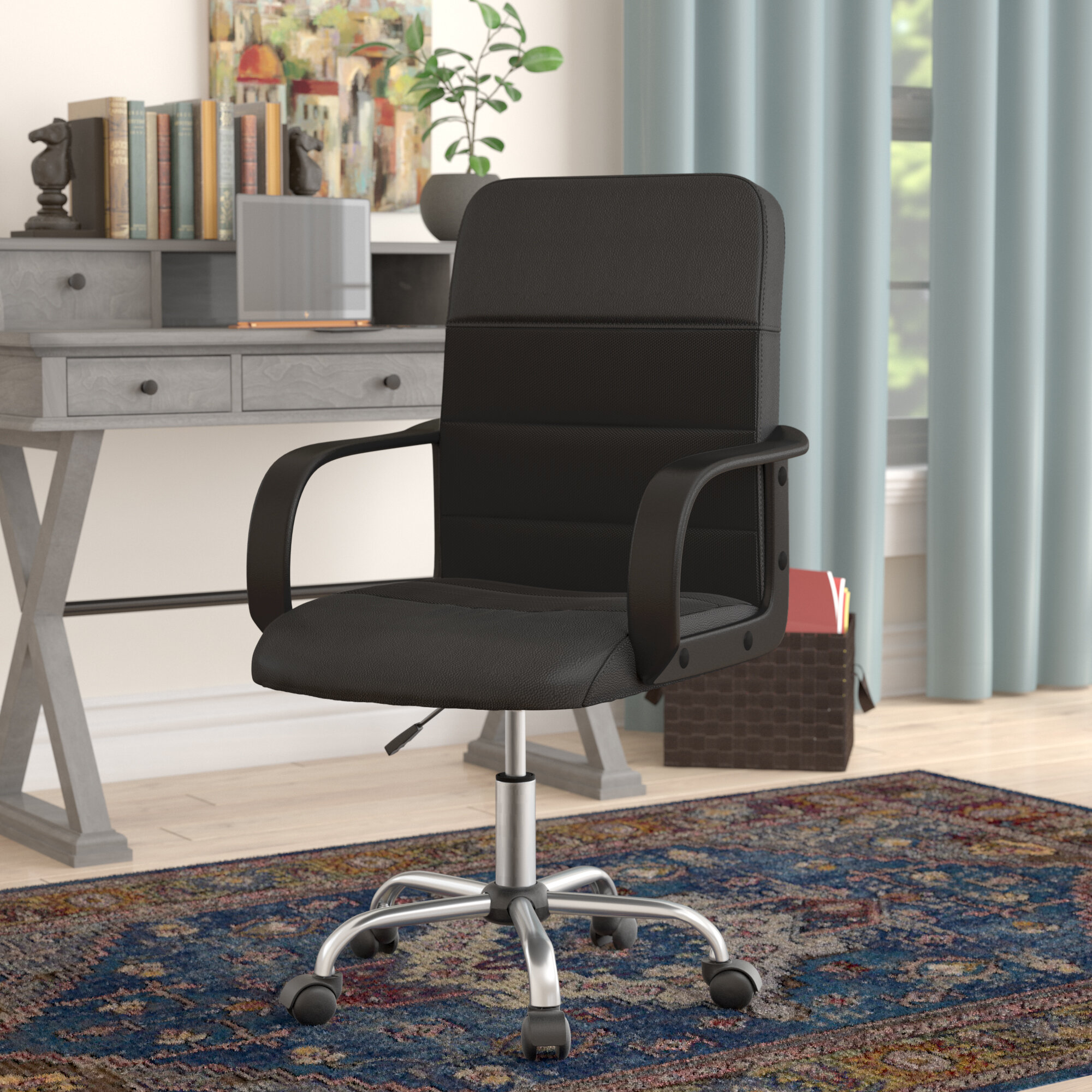 Black Mesh Office Chair Computer Middle Back Task Swivel Seat Ergonomic Chair 