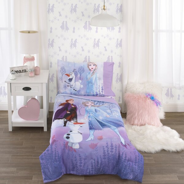 Lavender Disney Frozen 2 Magical Journey 4 Piece Toddler Bed Set Plum and W 