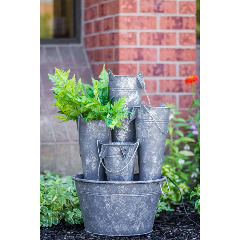 Hi Line Gift Ltd Metal Pails In Large Pail Fountain With Led Light Reviews Wayfair