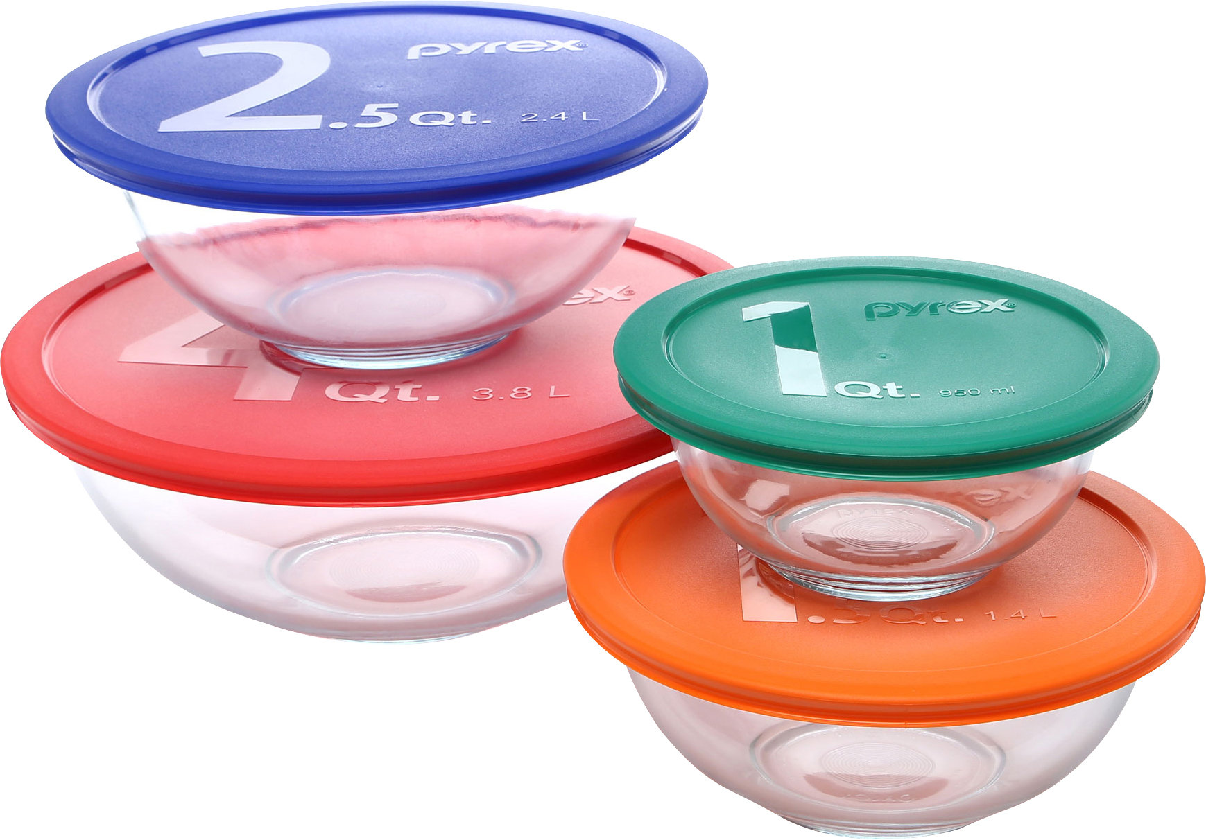 Pyrex Smart Essentials 4 Piece Mixing Bowl with Colored Lid Set ... Pyrex Smart Essentials 4 Piece Mixing Bowl with Colored Lid Set ...