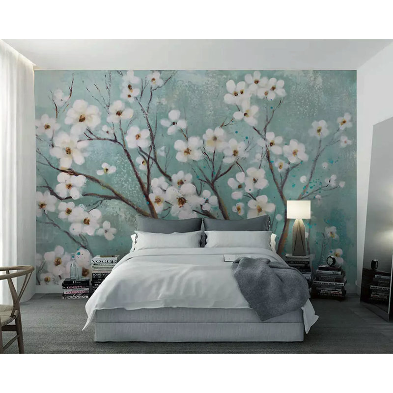World Menagerie Tuggle Cherry Blossom Watercolor Painting Floral Texture Wall Mural Wayfair