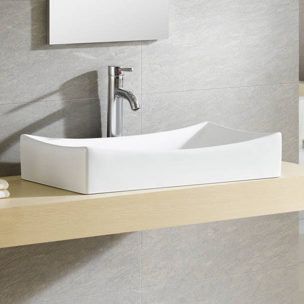 Fine Fixtures Modern 14.94'' Stainless Steel Vitreous China Rectangular ...
