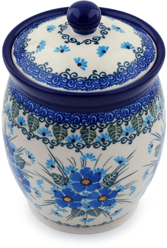 Polmedia Polish Pottery Forget Me Not With Lid Kitchen Canister
