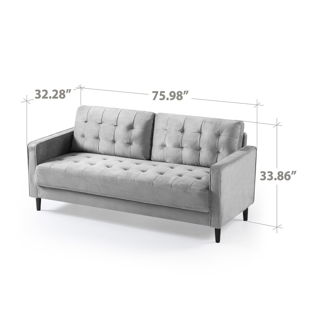 George Oliver Rosenow 75.98'' Velvet Square Arm Sofa & Reviews | Wayfair