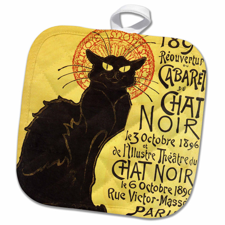 3drose Vintage French Chat Noir Cat Art Potholder Wayfair