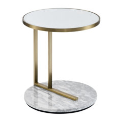 21.75" Alessandra Nesting Tables Matte Brass Side Table Iron Marble White Artis 
