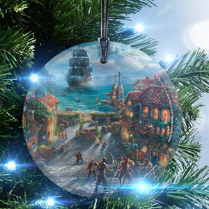 Disney Thomas Kinkade (Pirates of the Caribbean) StarFire Prints Glass Hanging Ornament
