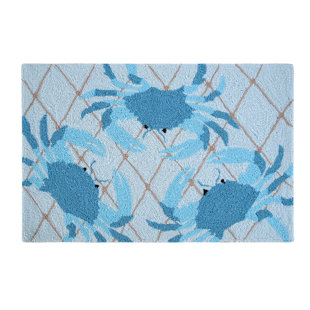 Blue Crab Rug Wayfair A Netted Crabs Coastal Blue Area Rug