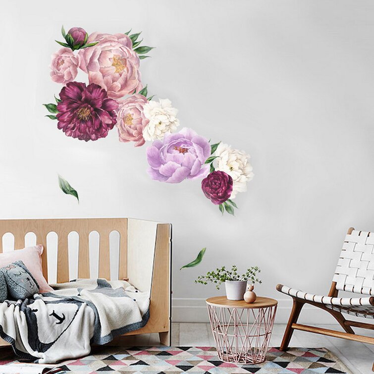 Large Peony Flower Wall Sticker Floral Art Removable Decals DIY Home Room Decor 