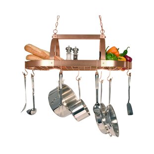 18"X18" Hanging Solid Copper Pot Rack and 8 hooks and 64 inches of copper chain 
