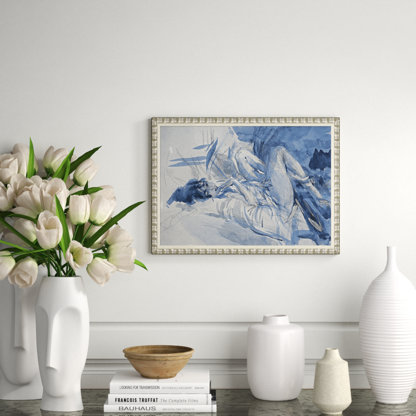 'Nude in Blue' by Charlotte Moss - Picture Frame Painting Print on Paper