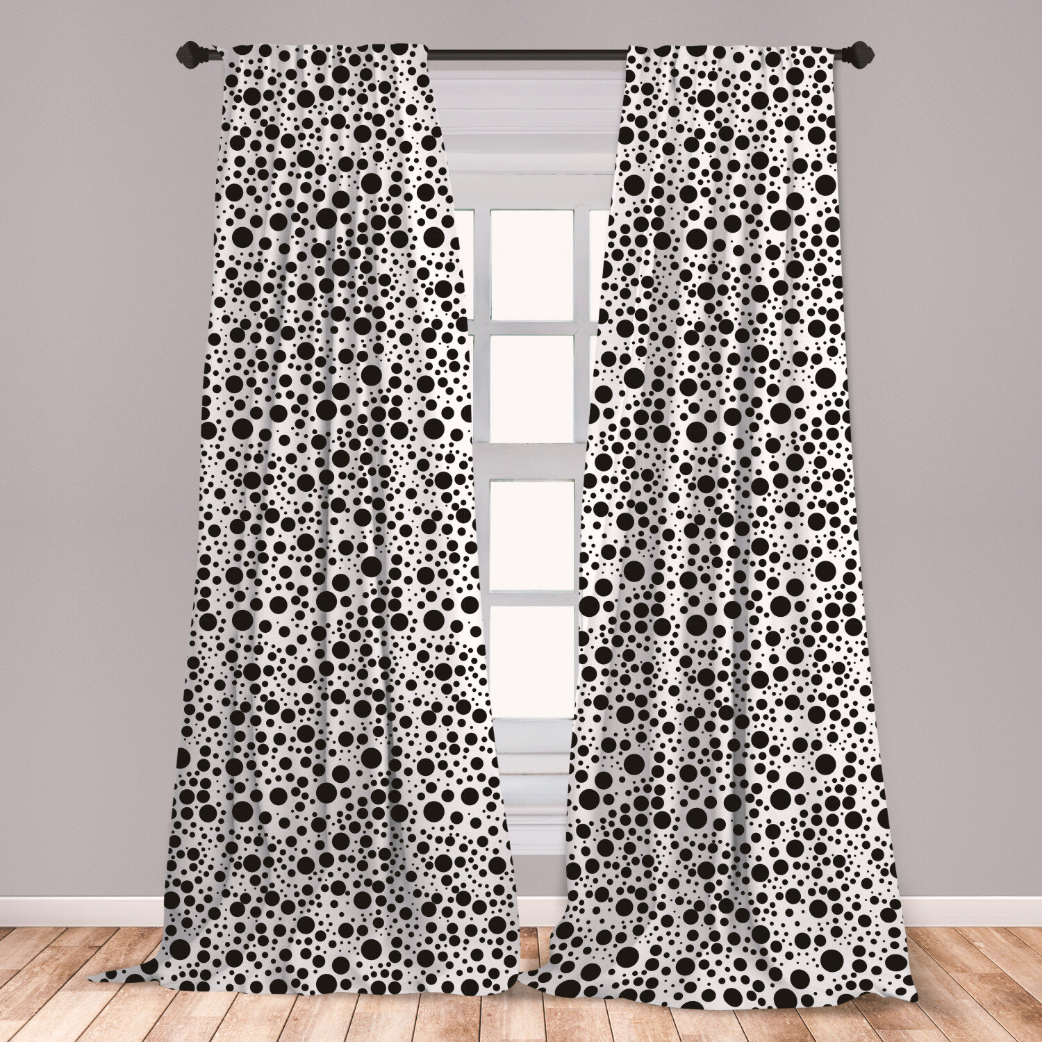 East Urban Home Antiochos Black And White Curtains