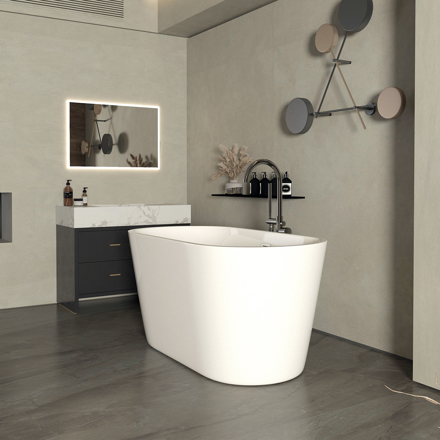 Topcraft 48" x 27" Freestanding Soaking Acrylic Bathtub Wayfair