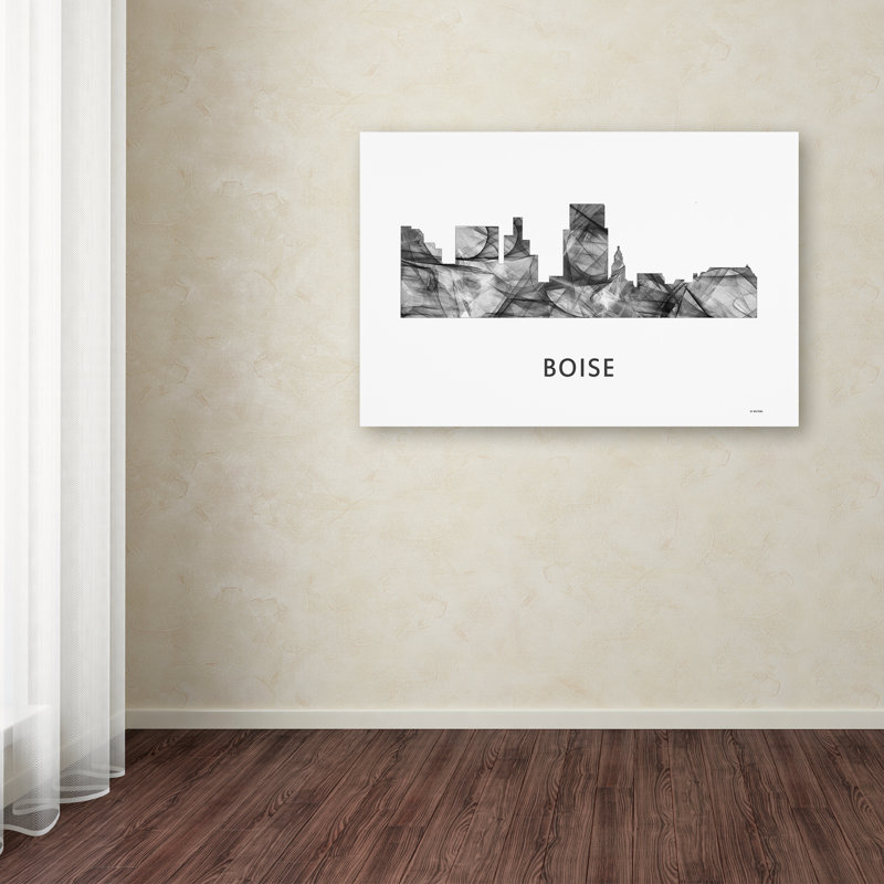 Trademark Art Boise Idaho Skyline Wb Bw Graphic Art Print On Canvas In Black White Wayfair