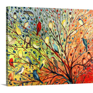 'Twenty Seven Birds' by Jennifer Lommers Painting Print on Canvas