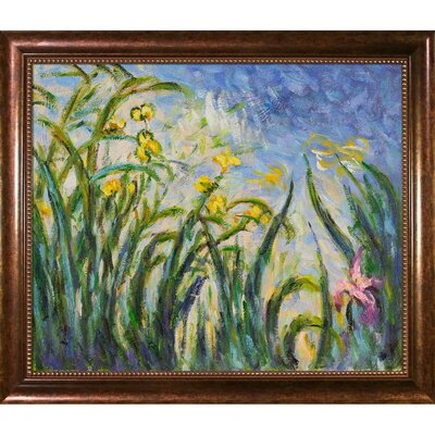 'Yellow Irises and Malva' by Claude Monet Framed Painting Vault W Artwork Size: 24
