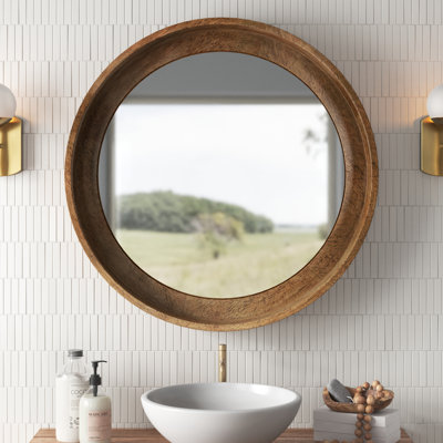 Grasser Round Wood Mirror