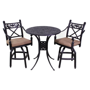 Go to store & view more images Baldwin 3 Piece Bar Height Dining Set with Cushions by California Outdoor Designs