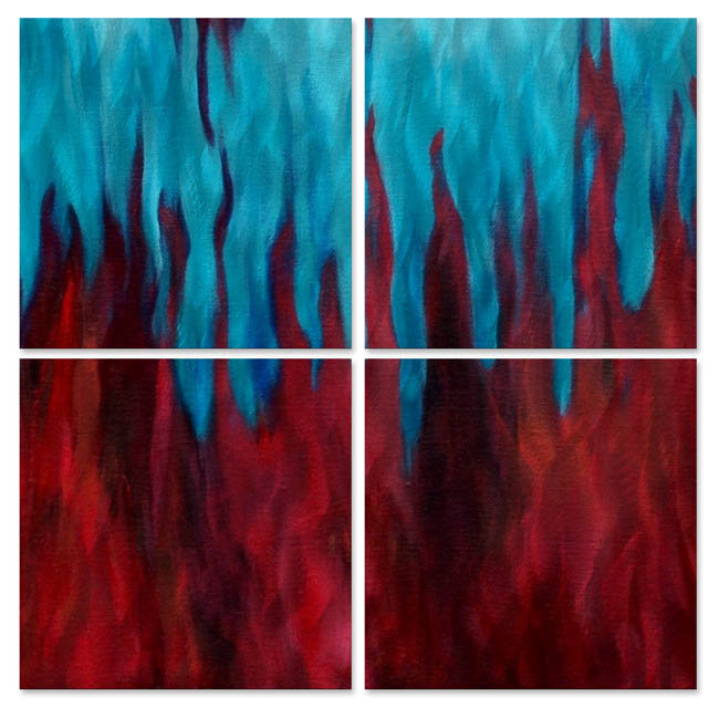 All My Walls Fire And Water Ii By Olivia O Keeffe 4 Piece Painting