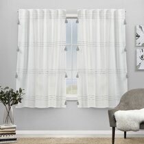 Blush Striped Modern Semi-Sheer Light Filtering Window Curtain Drape Set 