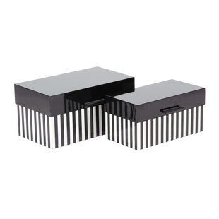 Decorative Bo You Ll Love Wayfair Mattalyn Modern Striped 2 Piece Decorative Box Set With Lid