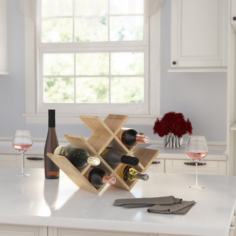 12 Bottle Bamboo Wine Rack Holder Wood Storage Kitchen Bar Countertop Table MA