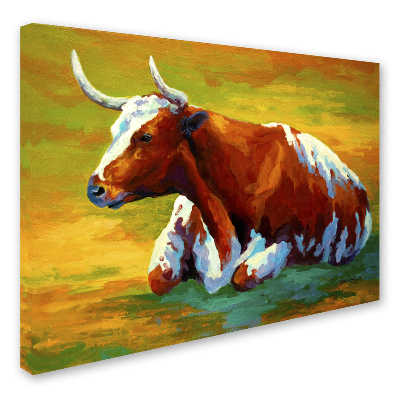 August Grove Longhorn Cow Acrylic Painting Print On Canvas Wayfair