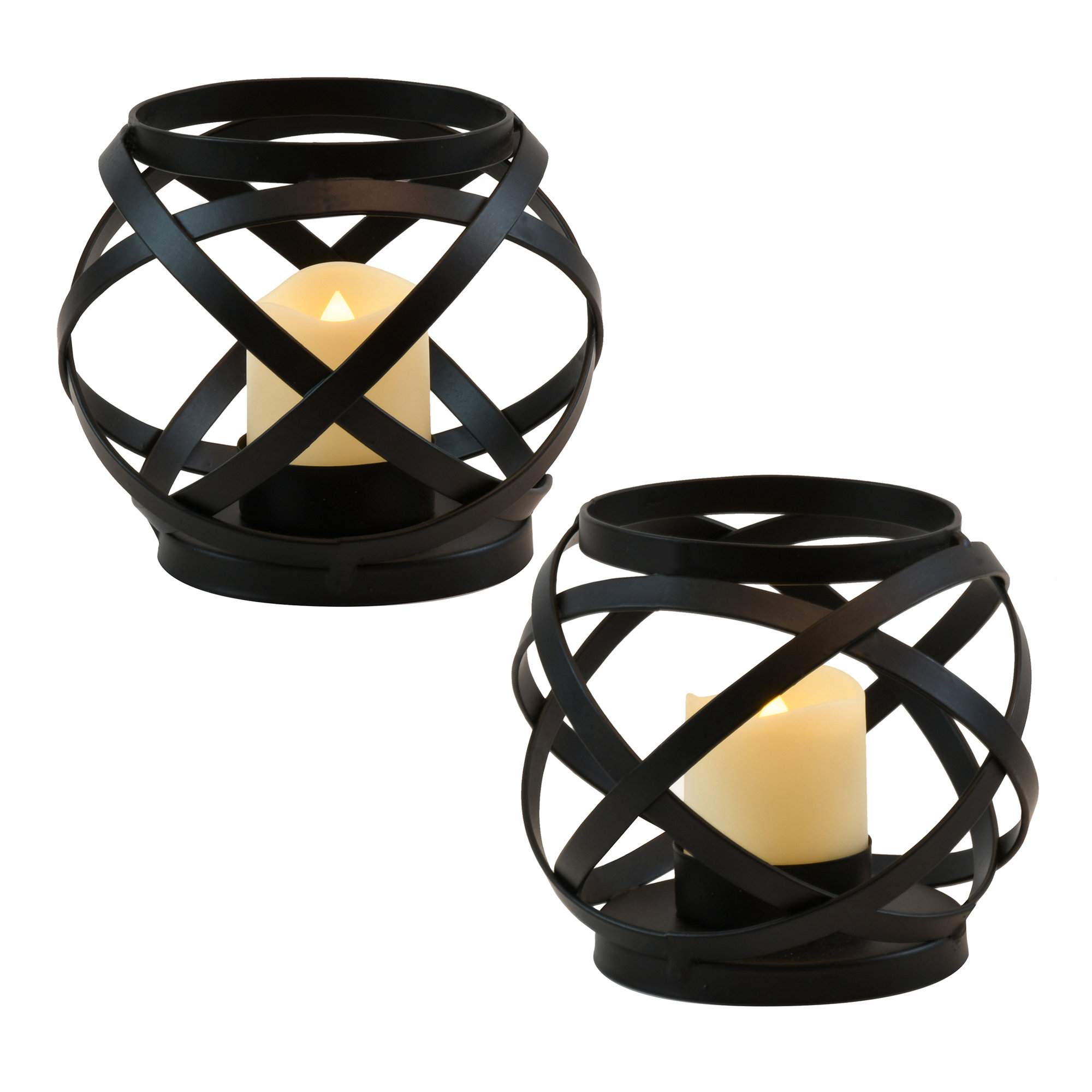 LumaBase Metal Candleholders with Battery Operated LED Candles