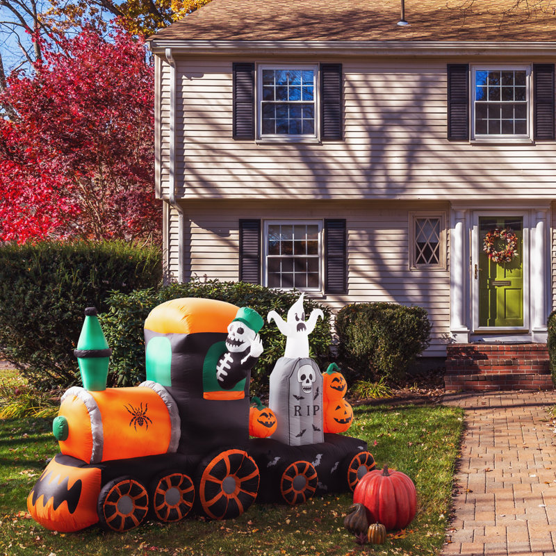The Holiday Aisle Halloween Inflatable Skeleton On Train