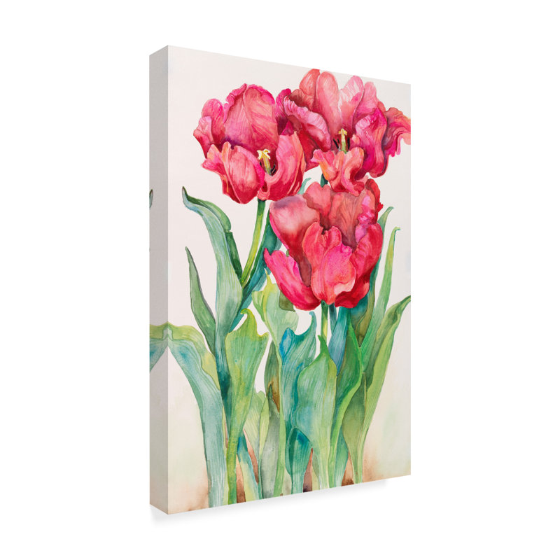 Trademark Art Cherry Red Tulip Acrylic Painting Print On Wrapped