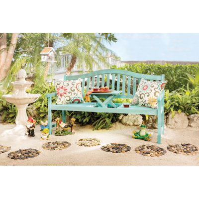 Beachcrest Home Volusia Wooden Garden Bench Color Blue