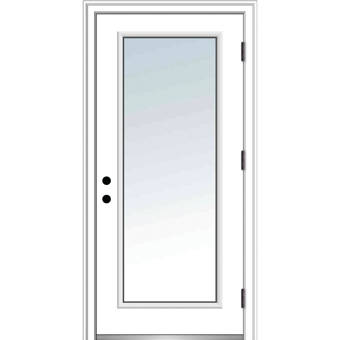 Verona Home Design Clear Lowe Glass Primed Steel Prehung Front